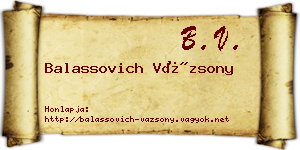 Balassovich Vázsony névjegykártya